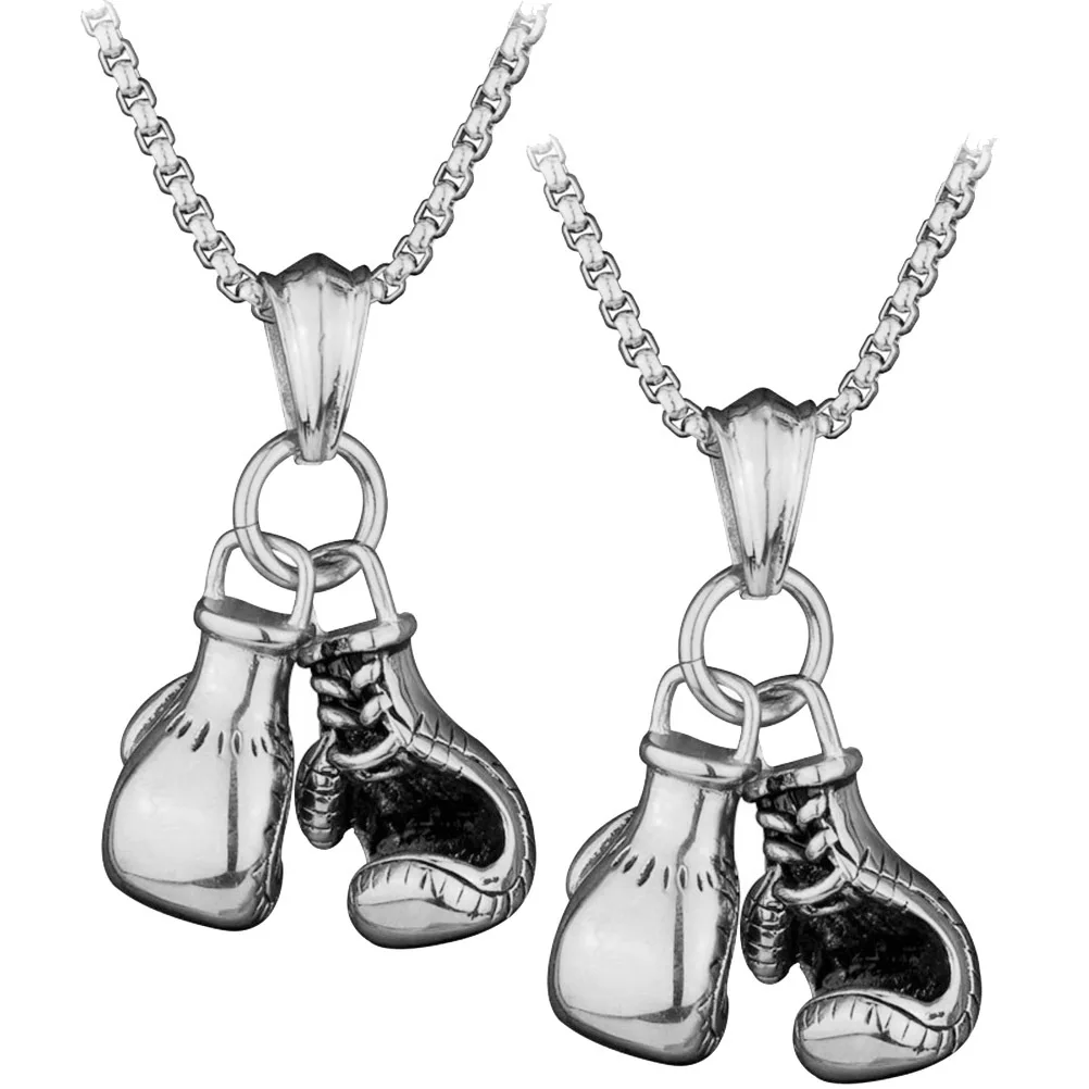 2 قطعة قفاز الملاكمة قلادة معدنية فاسق موضة معلقة قلادة الترقوة قلادة للنساء الرجال هدية رجل المختنق