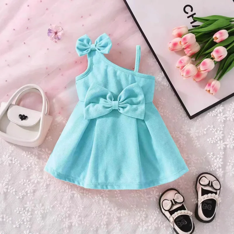 

New Summer Dress for Girls, Baby Girl's Cute Bow Strap Dress, Princess Dress