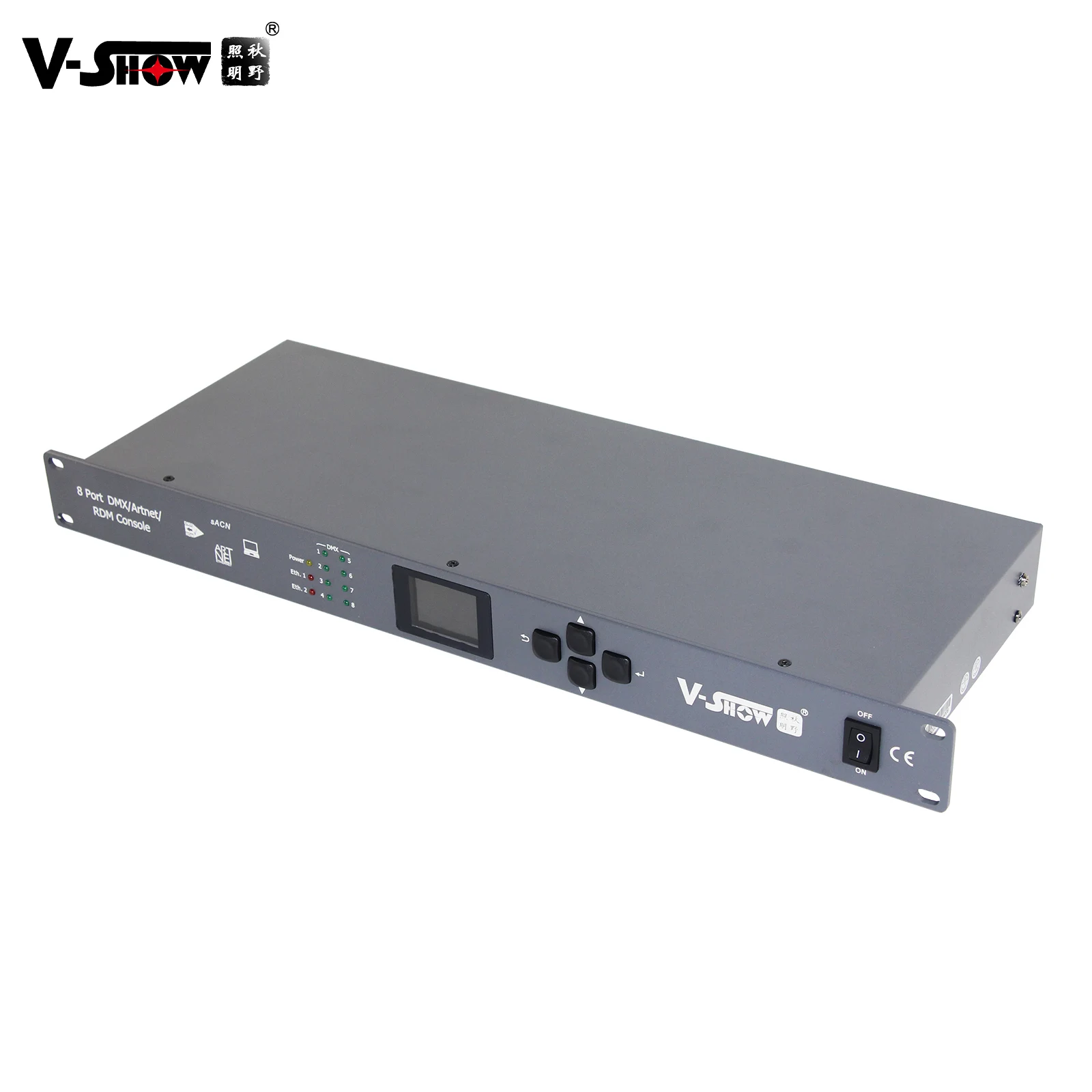 V-show 1pc Artnet Dmx Converter And DMX Amplifier With RDM sACN 8 Port Artnet Lighting Controller output 8x512 4096 Channels