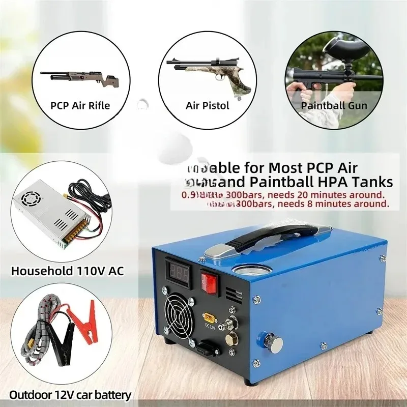 Air Compressor High Pressure Pump Compressor Transformer Airgun Inflator Car Tire Inflator Pump 4500Psi 300Bar