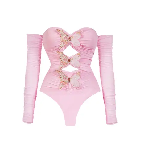 2 पीस गुलाबी तितली स्विमसूट लंबी स्कर्ट महिलाओं सेक्सी बिकनी खोखले स्विमवियर पुश अप बिकिनी महिला कट आउट स्नान सूट बीचवियर 10 best sales गुलाबी स्विमसूट महिलाओं - №3