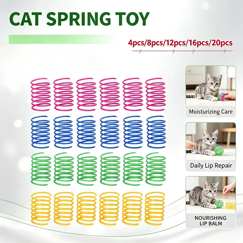 4/8/20Pcs Cat Spring Toy Cat Spiral Toys Interactive for Indoor Colorful Cats Plastic Springs Coil for Kitten Hunting Swatting