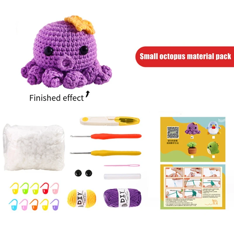 Crochet Starter Kit With Knitting Yarn Needles Plush Doll Easy For Includes Enough Yarn Hooks