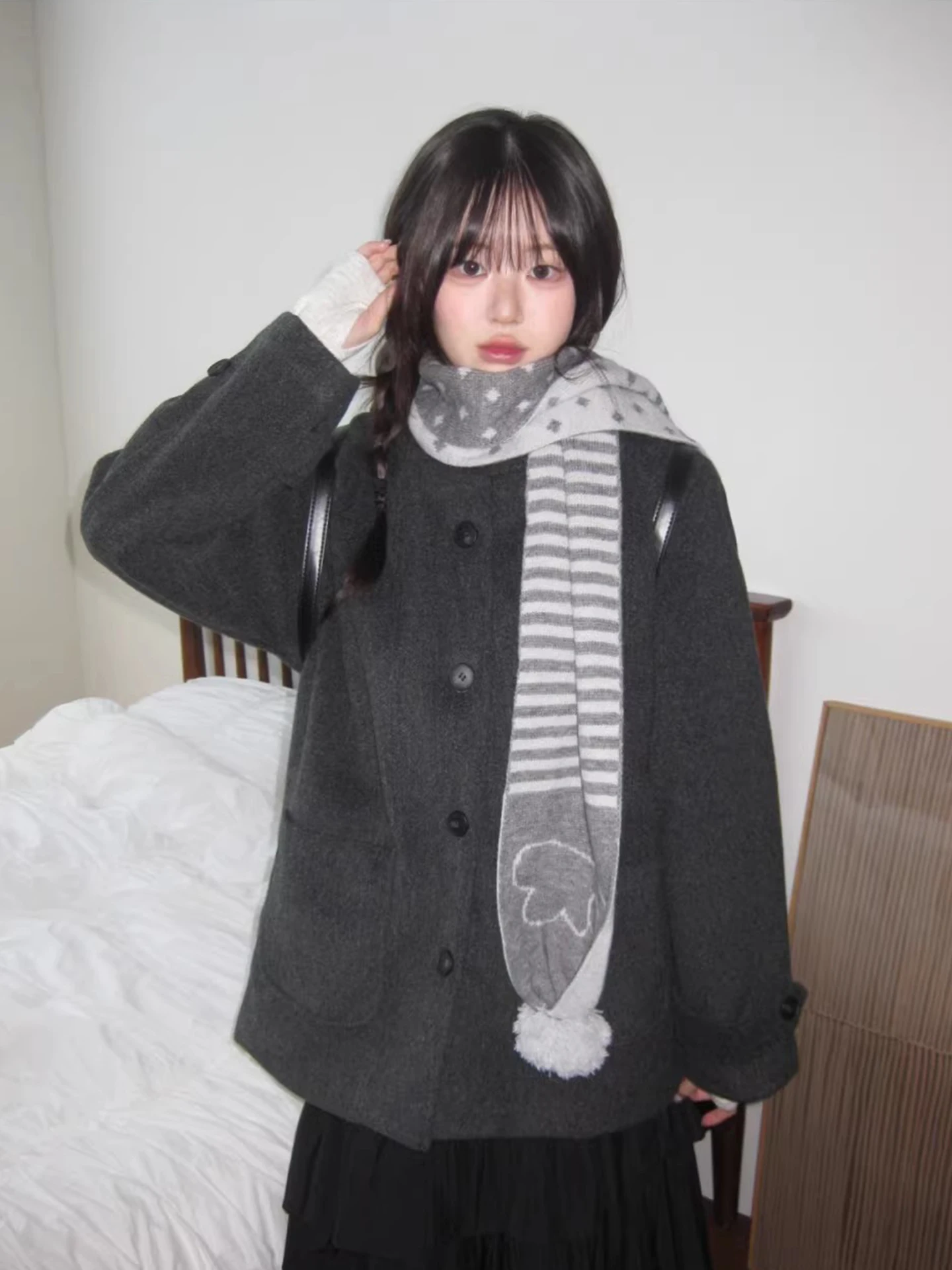 Dames College Sle Wollen Jas Met Capuchon Losse Warme Herfst Winter Nieuw Seizoen Klein Formaat Gevilte Wollen Top Casual Bovenkleding