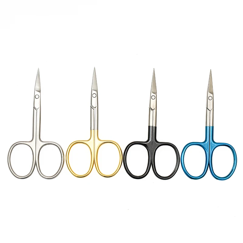 Pálpebra dobro Scissors, punho do ouro, punho preto, punho azul, dobre reto, remoção do cabo, 9cm