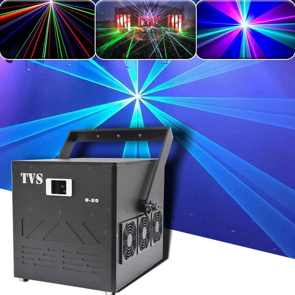 

NEW 20W Full Color Beam Animation Laser Light DMX Stage Patterns 40KPSS Scaning Laser Projector For DJ Disco Party Wedding Bar