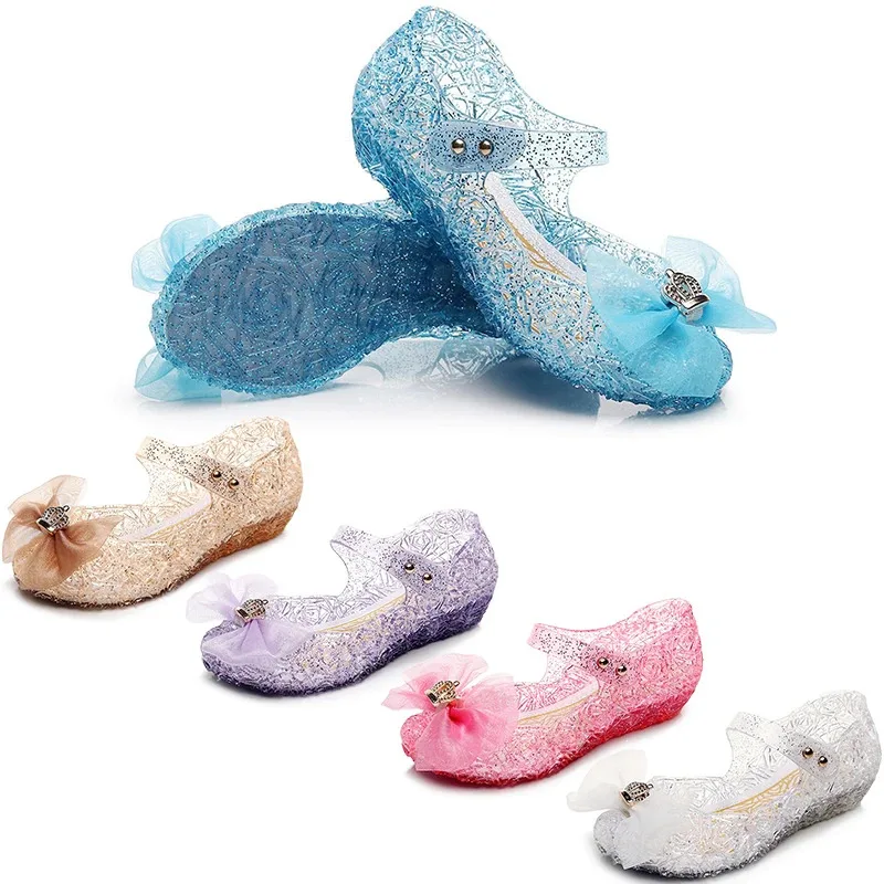 A888A888Children القوس لامعة الأميرة الصنادل للفتيات أطفال عيد الميلاد ملكة الثلج إلسا النوم الجمال أورورا حورية البحر HighB666 @!