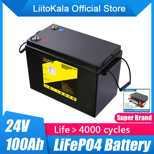 

LiitoKala 24V 100Ah LiFePO4 Battery Solar Golf Car for Forklift waterproof battery pack for inverter,solar system,boat motor