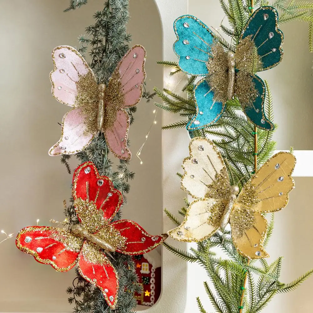 

Glitter Butterfly Christmas Tree Ornaments Glitter Butterfly Ornaments for Christmas Tree Holiday Crafts Artificial for Ceiling