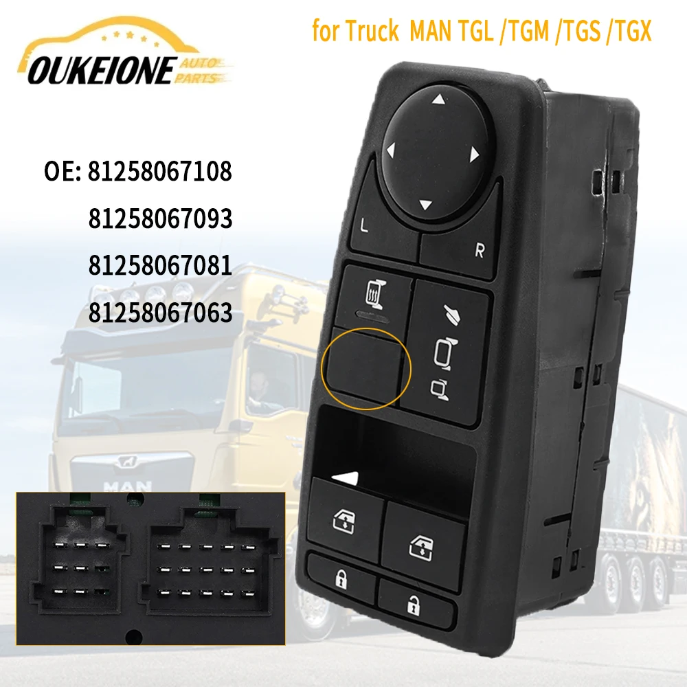 

81258067108 for MAN TGL TGM TGS TGX Power Rear View Mirror Window Control Switch Electric Glass Regulator Button Car Accessories