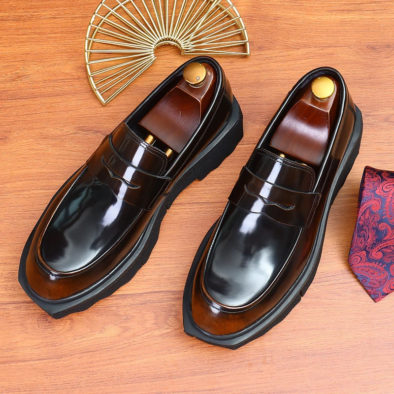 

Men's Genuine Leather Vintage High Quality Shoes Luxury Classic Formal Dress Elegant Gentleman Italian Black Natural Cowhide
