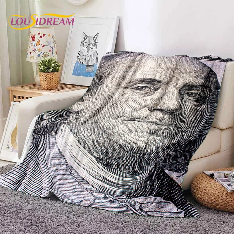 

3D Rich Dollar Euro Pound Money Cartoon Soft Flannel Blanket for Beds Bedroom Sofa Picnic,Throw Blanket for Outdoor Leisure Nap