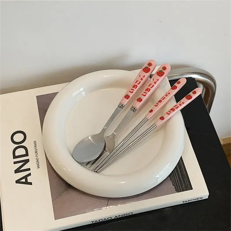 Creative Stainless Steel Tableware Sets Portable Cute Style High Beauty Spoon Fork Chopstick With Transparent Box Kitchen Gadget