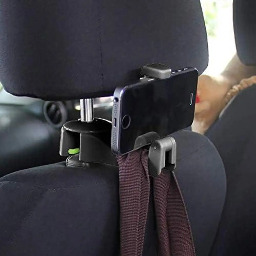 Pack of 2 Car Back Seat Hooks 2 in 1 Universal Car Headrest Mobile Phone Holder Multi functional rear car mobile phone holder