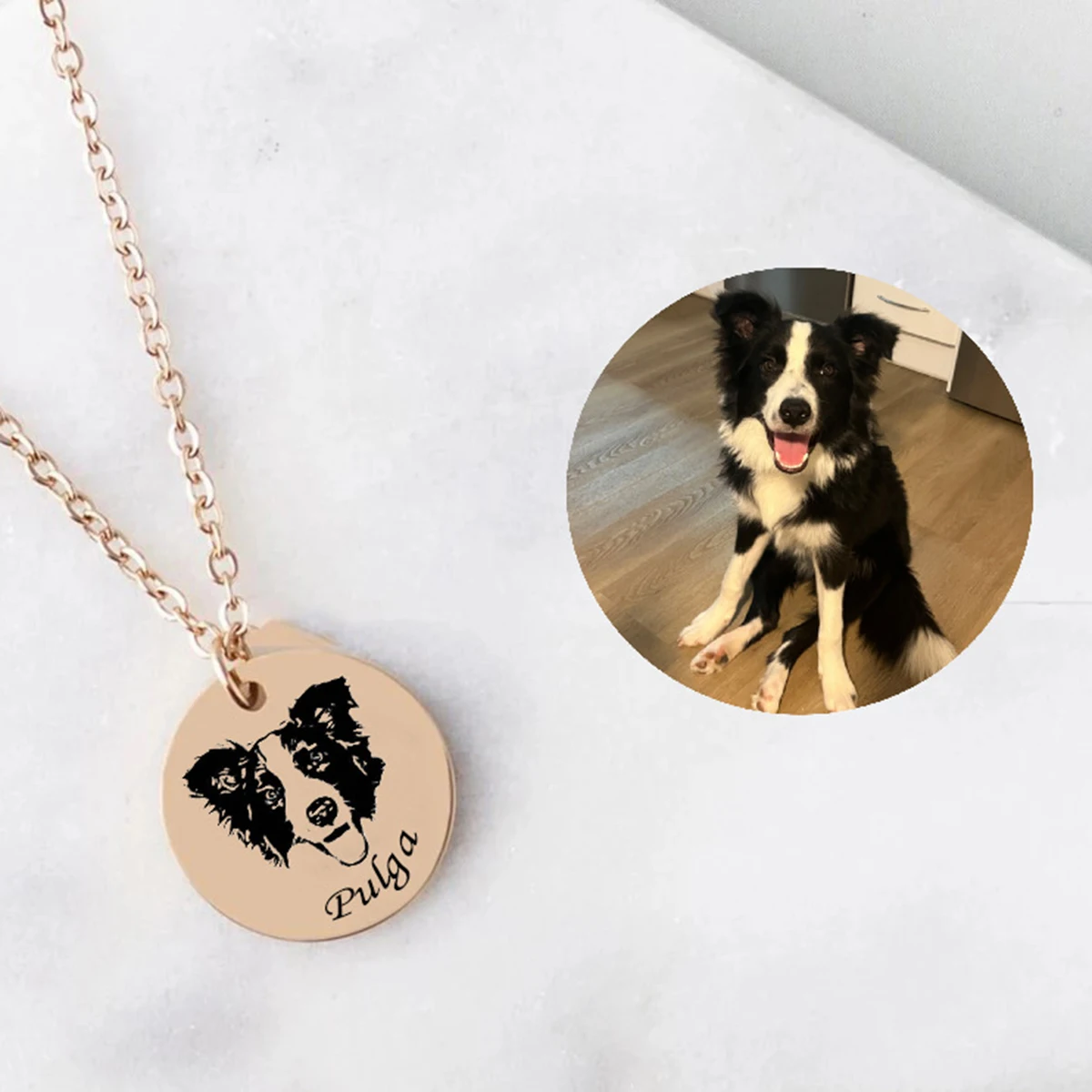 Size 20mm Personalized Portrait&Name Necklace Photo Engraved Stainless Steel Pet Human Memorial Jewelry Gift