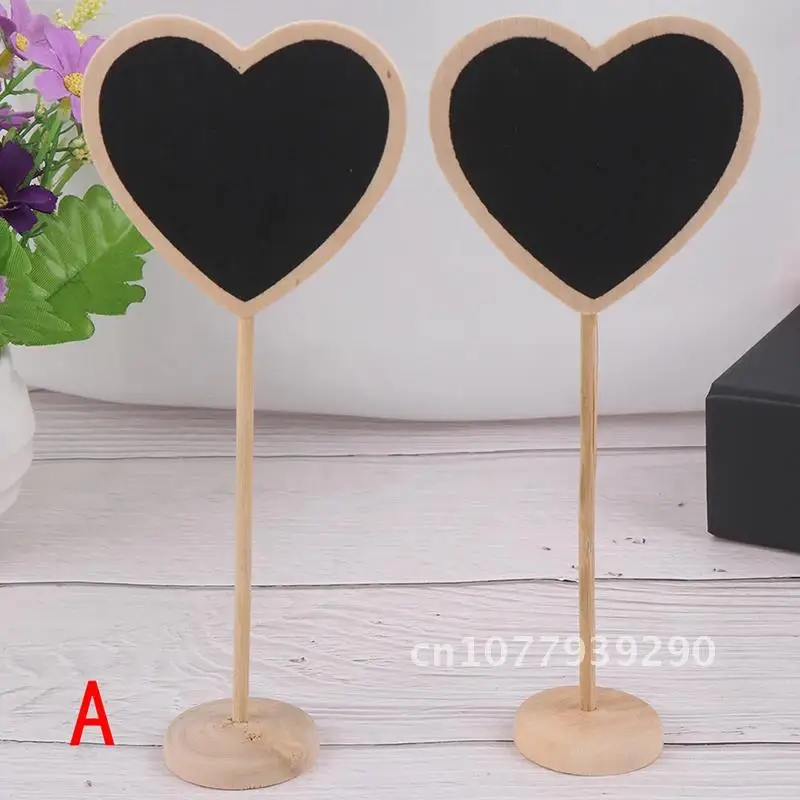 Mini Small Wooden Chalk Blackboard Wedding Kitchen Restaurant Signs Chalkboard Writing Notice Message Paint Wood Board (Heart)