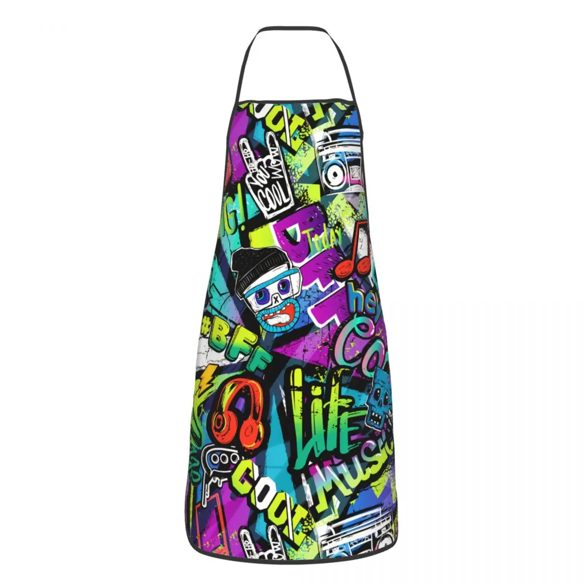 Unisex Cartoon Textile Clothes Wrapping Paper Apron Women Men Chef Kitchen Chef Cooking Baking Bib Graffiti Art Pattern Painting