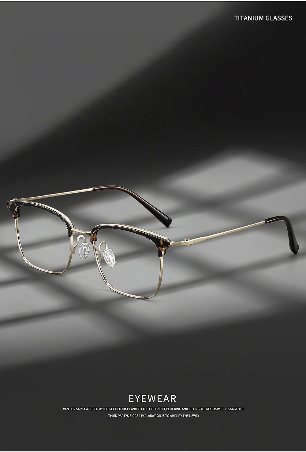 JAEVAR Neuer 155 mm Titan-Augenrahmen, ultraleichter Halbrahmen, Herren-Augenrahmen, Business-Optik, verschreibungspflichtiger Rahmen 26030 – Detail 4