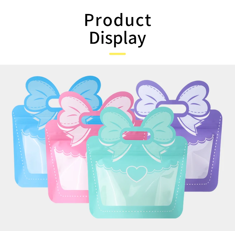 10 Stück Geschenkverpackungsbeutel mit Schleife, niedlicher Stil, Kunststoff, selbstdichtend, für Kinder, Urlaub, Snacks, Süßigkeiten, Aufbewahrung, Cartoon-Schleife, Geschenktüten – Detail 9