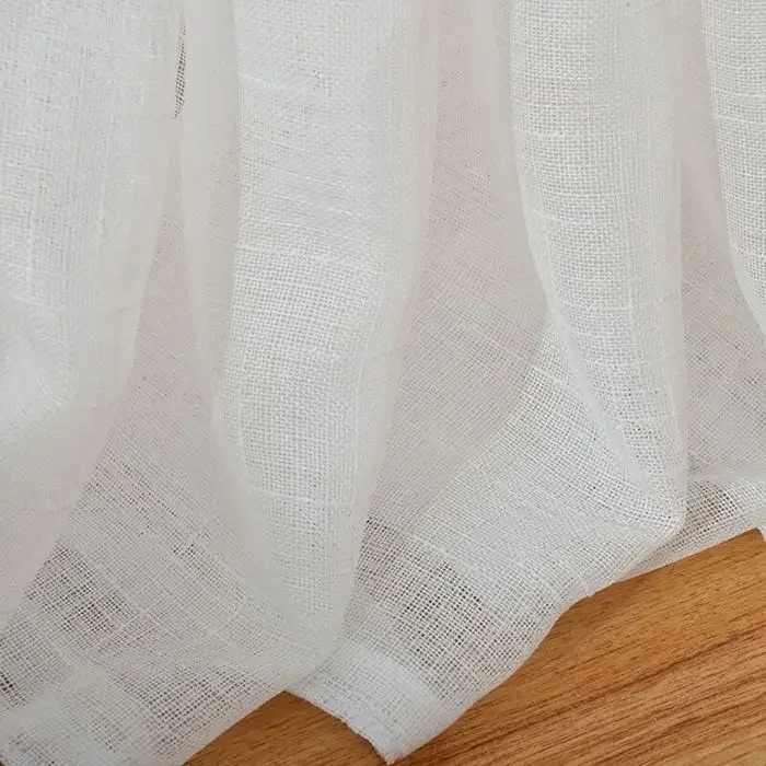 Solid White Linen Cross Linen Gauze Curtains for Living Dining Room Bedroom Translucent Gauze Cross Customize