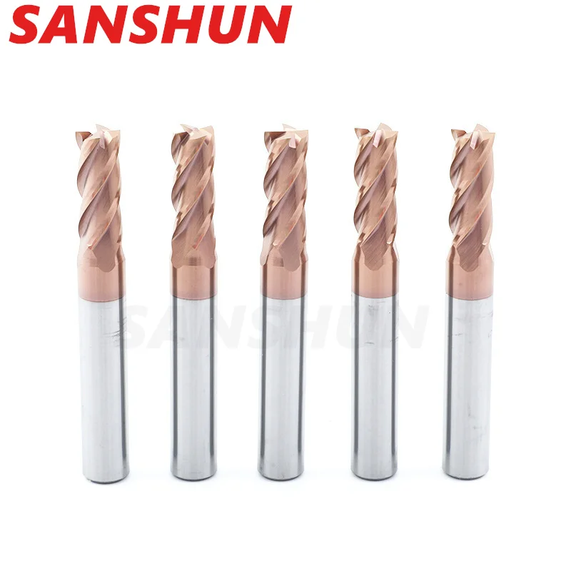 HRC55 Carbide Tungsten Steel Flat Bottom Milling Cutter CNC Maching Alloy Coating For Steel 4-Flute Milling Cutters Tools