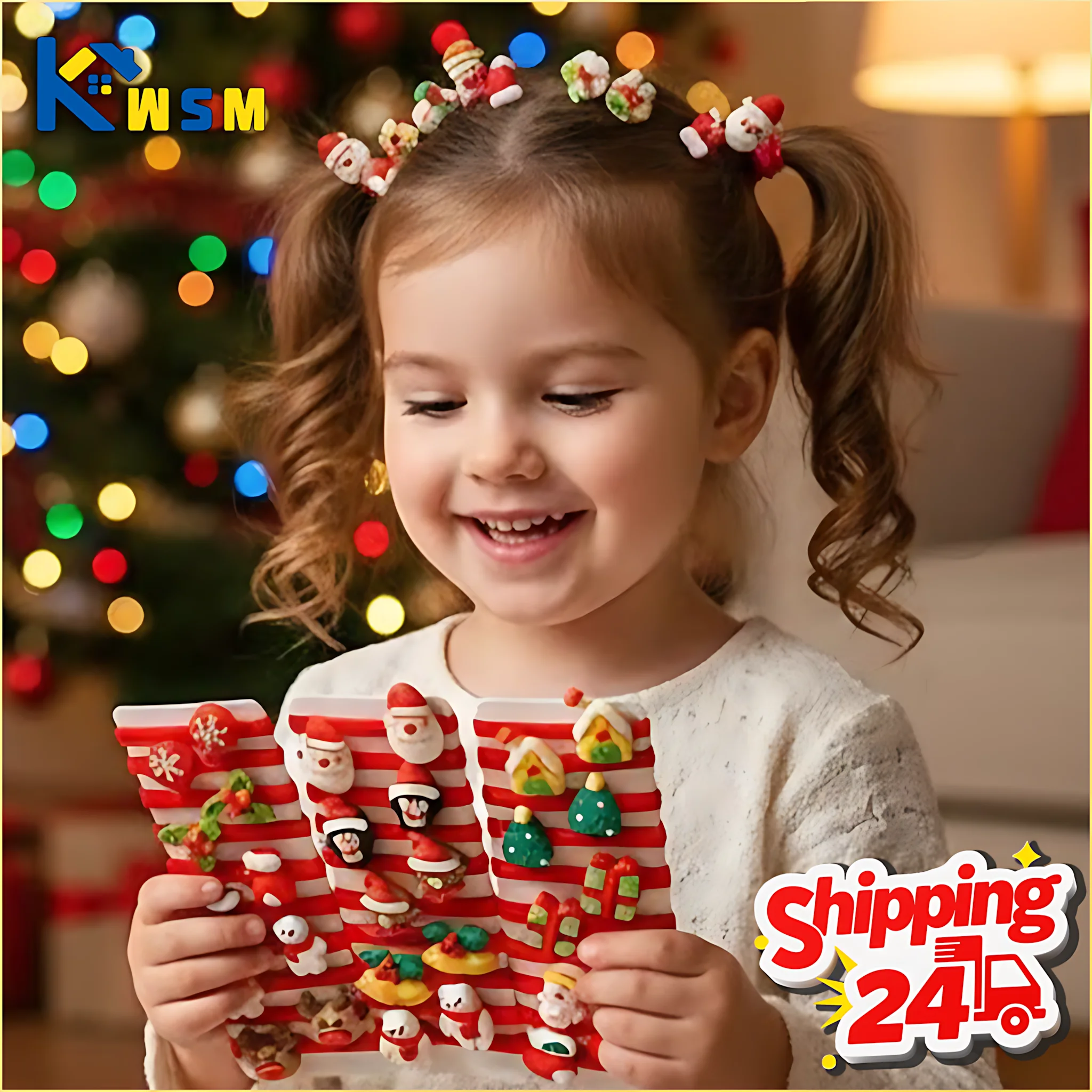 Weihnachts-Haargummis für Mädchen, süßer Weihnachtsmann, Rentier, Schneemann, Weihnachtsbaum, elastische Haarbänder, Urlaub, Haarschmuck, Geschenk