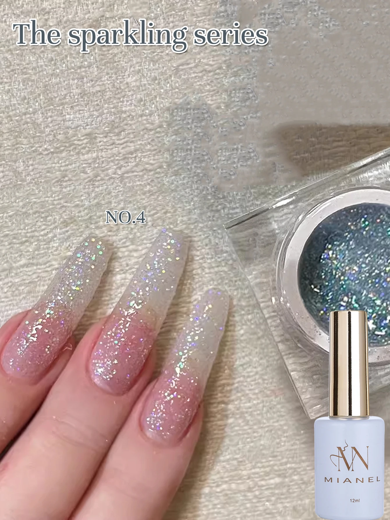 MIANEL 12ML 4 مجموعة ألوان مبيعا على الطراز الياباني طلاء أظافر جل مع بريق لامع، طلاء أظافر صيفي أظافر بيضاء #5