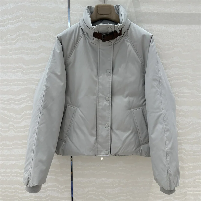 Women\'s winter jacket New 2024 New in stand up collar and slim Puffer coats white goose down filled warm thick jacket down coats