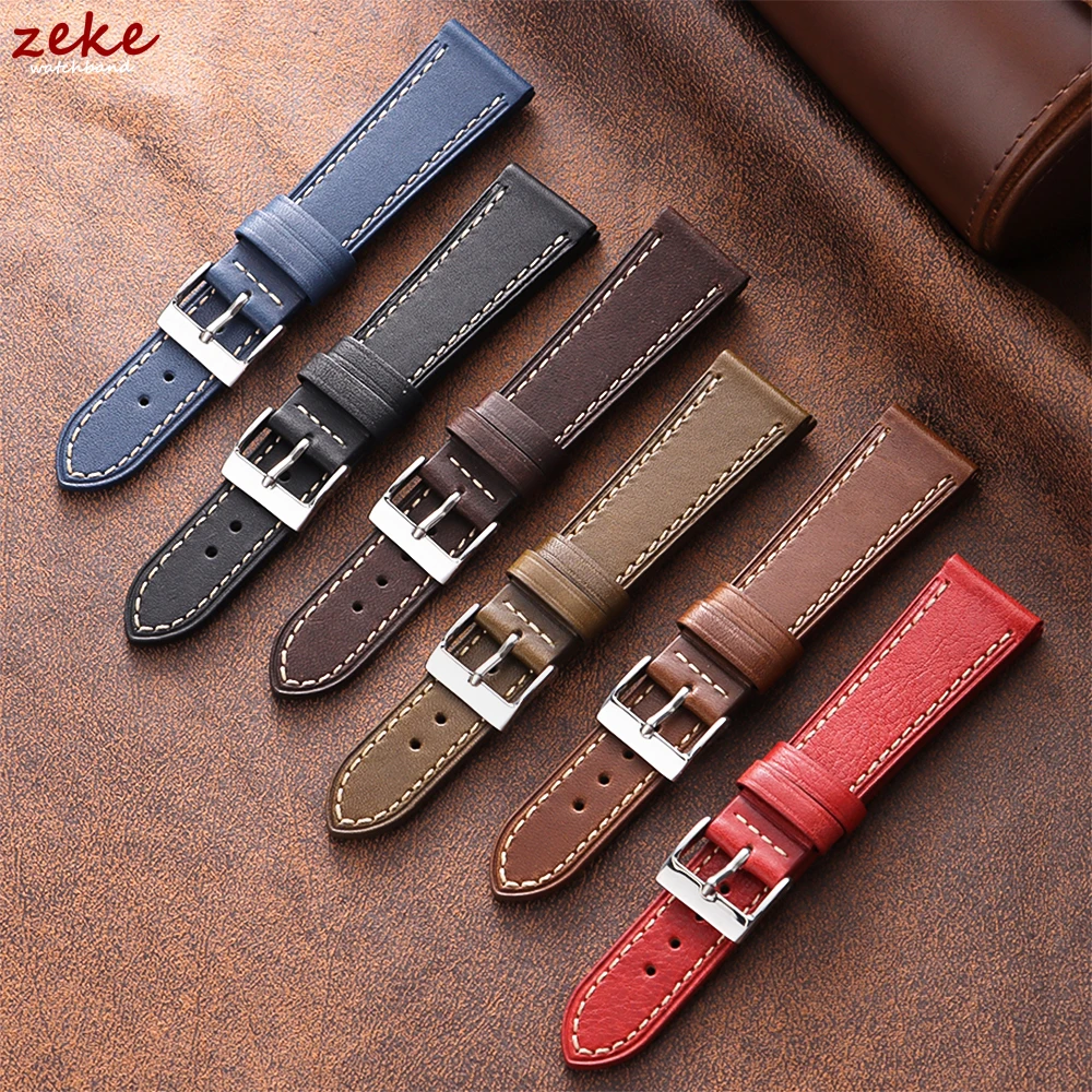 Echtes Leder-Uhrenarmband, 18 mm, 20 mm, 22 mm, Vintage-Rindslederarmband für Omega, Schnellverschluss-Armband für Seiko Universal-Armband