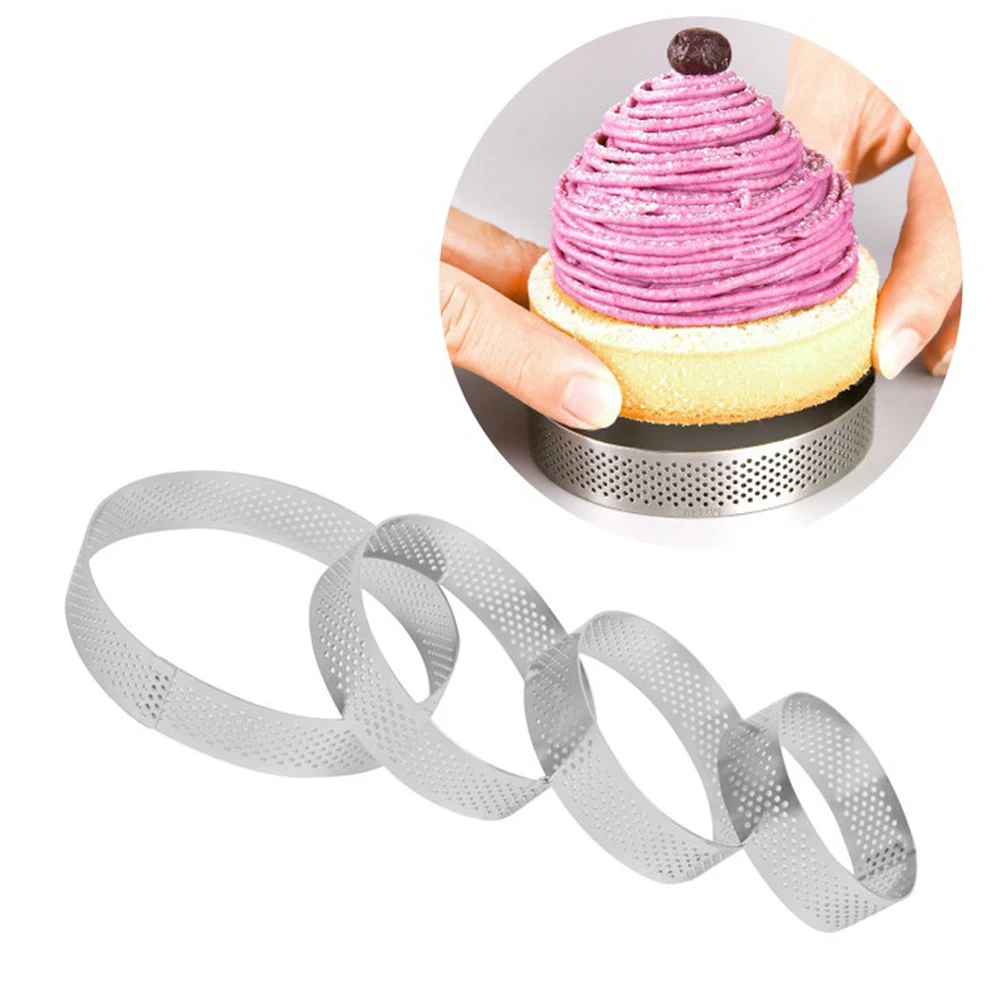 

1 pc 304 Stainless Steel Cake Mold Ring 10Cm Round Mousse Baking Tool Cookie Cutter Home Use Ventilated Design Bread Cutting