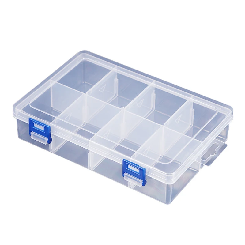 

Large Multifunctional Tool Case 20x13.5x4.5cm Plastic Storage Box with 8 Grids Transparent Electronic Component Screw Organizer