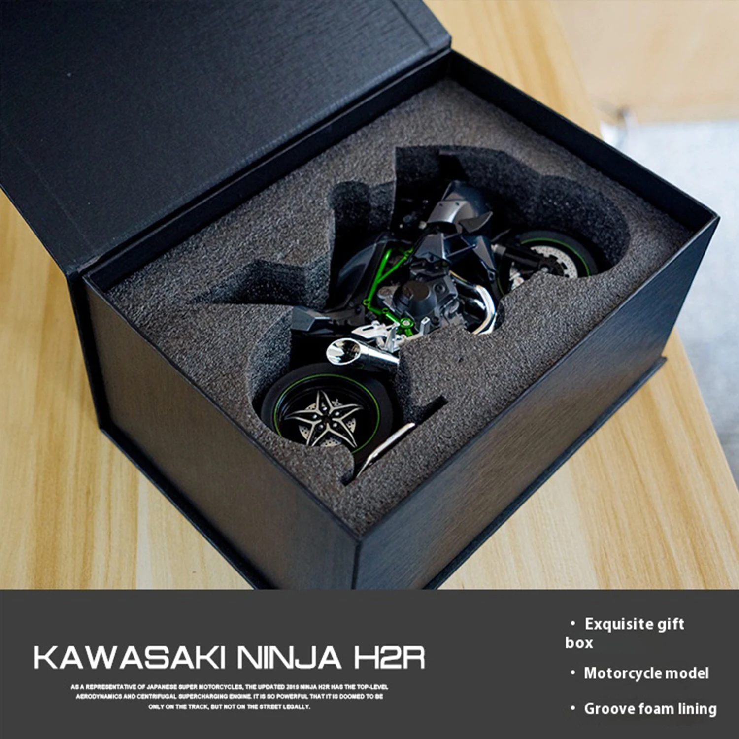 بوتيك محاصر 1:9 كاواساكي H2R V4S نموذج دراجة نارية محاكاة سبيكة دراجة نارية الشكل الصبي هدية عيد ميلاد عيد الحب