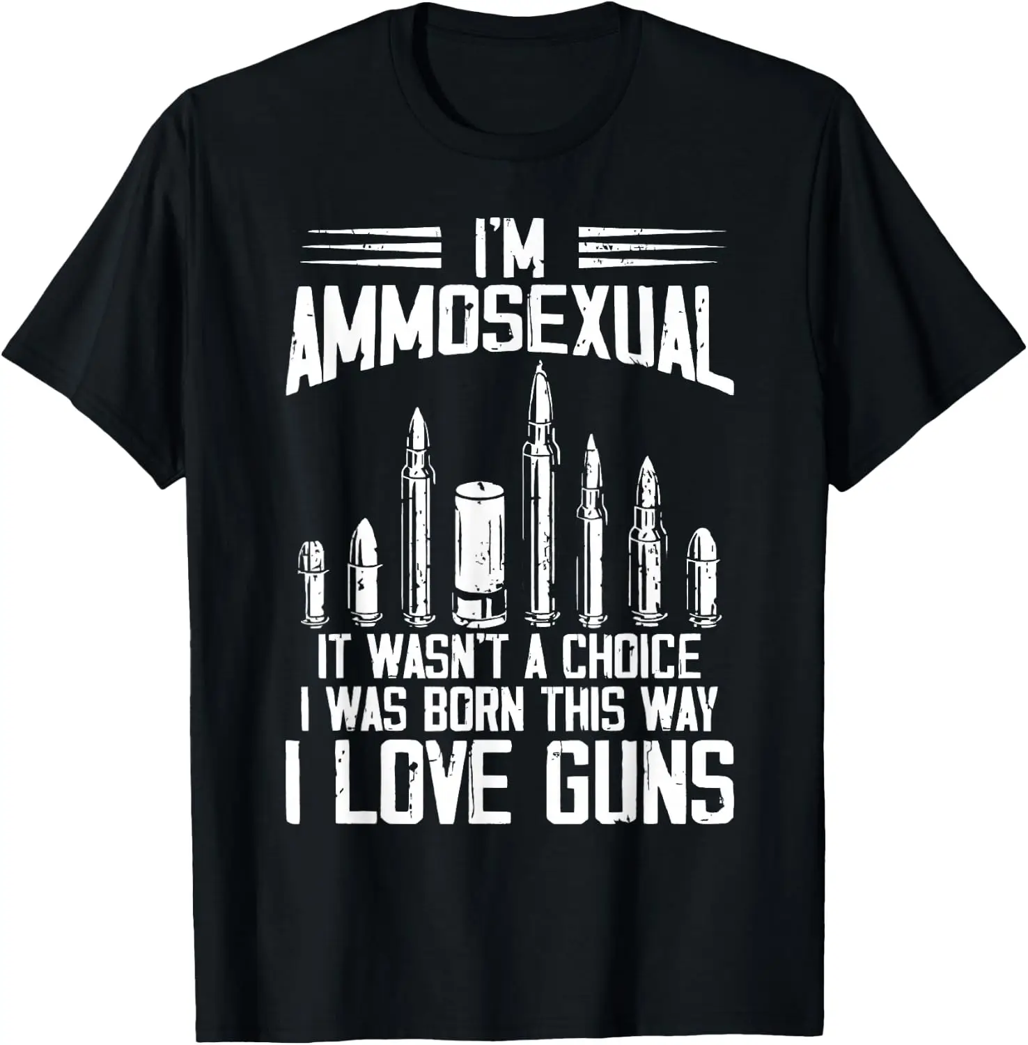 I'm Ammosexual Born This Way Love Guns USA Flag Graphic T-Shirt 100% Cotton Trendy Y2K Short-Sleeve Tee-Soft, Quick-Drying,
