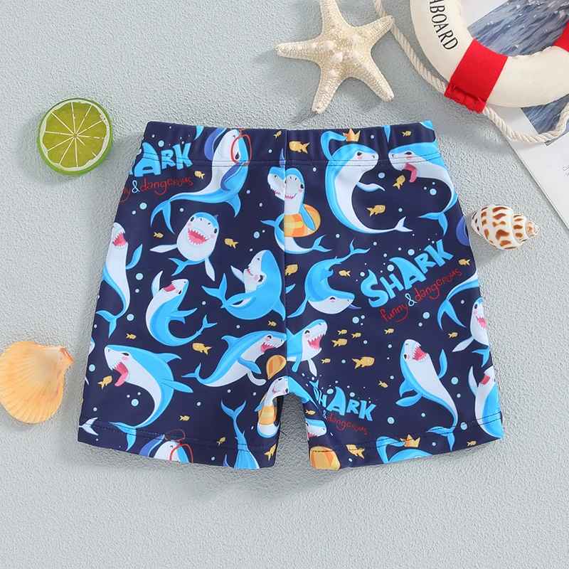 Toddler Boys Swim Trunks Shark Print Elastic Waist Swim Shorts Bathing Suit Swimsuit Little Boy Board Shorts Swimwear