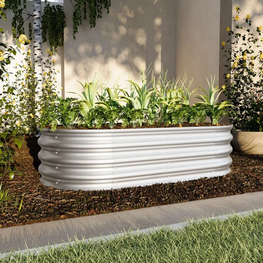 

2Pcs 4x2x1ft Raised Garden Bed Kit Galvanized Planter Raised Garden Beds for Outdoor for Vegetables Flowers Herbs Heavy Duty Ru