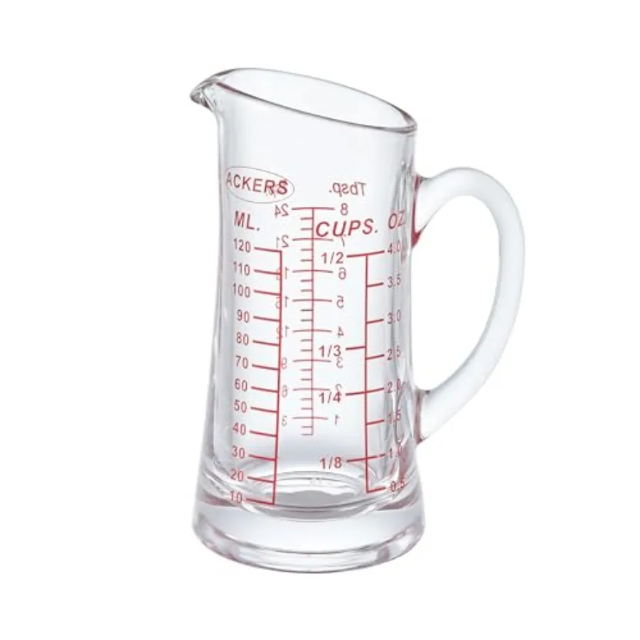 

Ackers Shot Glass Мерный стакан 4 руда/120 мл Жидкий тяжелый стеклянный стакан для эспрессо с красной линией Изолированная ручка V-образный носик