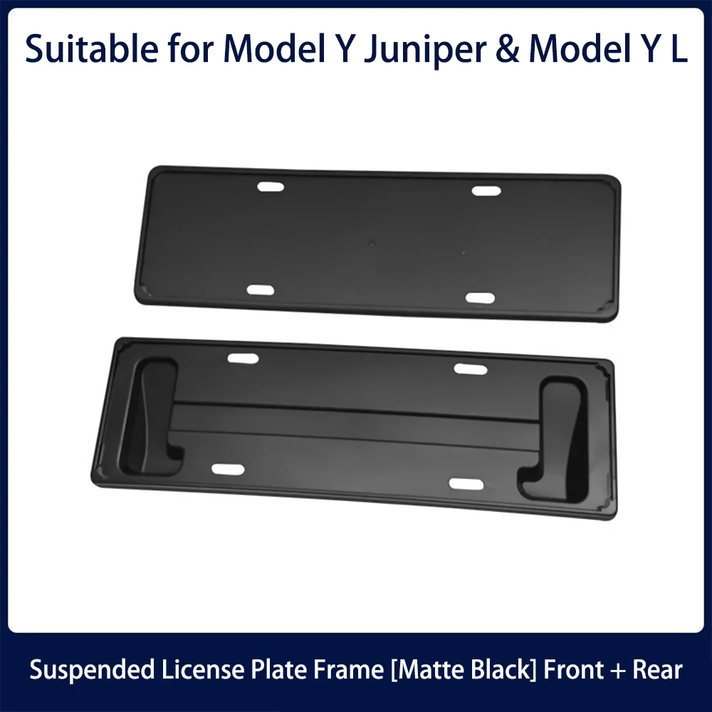 2Pcs Floating Front & Rear License Plate Frame Holder Bracket For Tesla Model Y Juniper & Model Y L 6‑seater Car Accessories