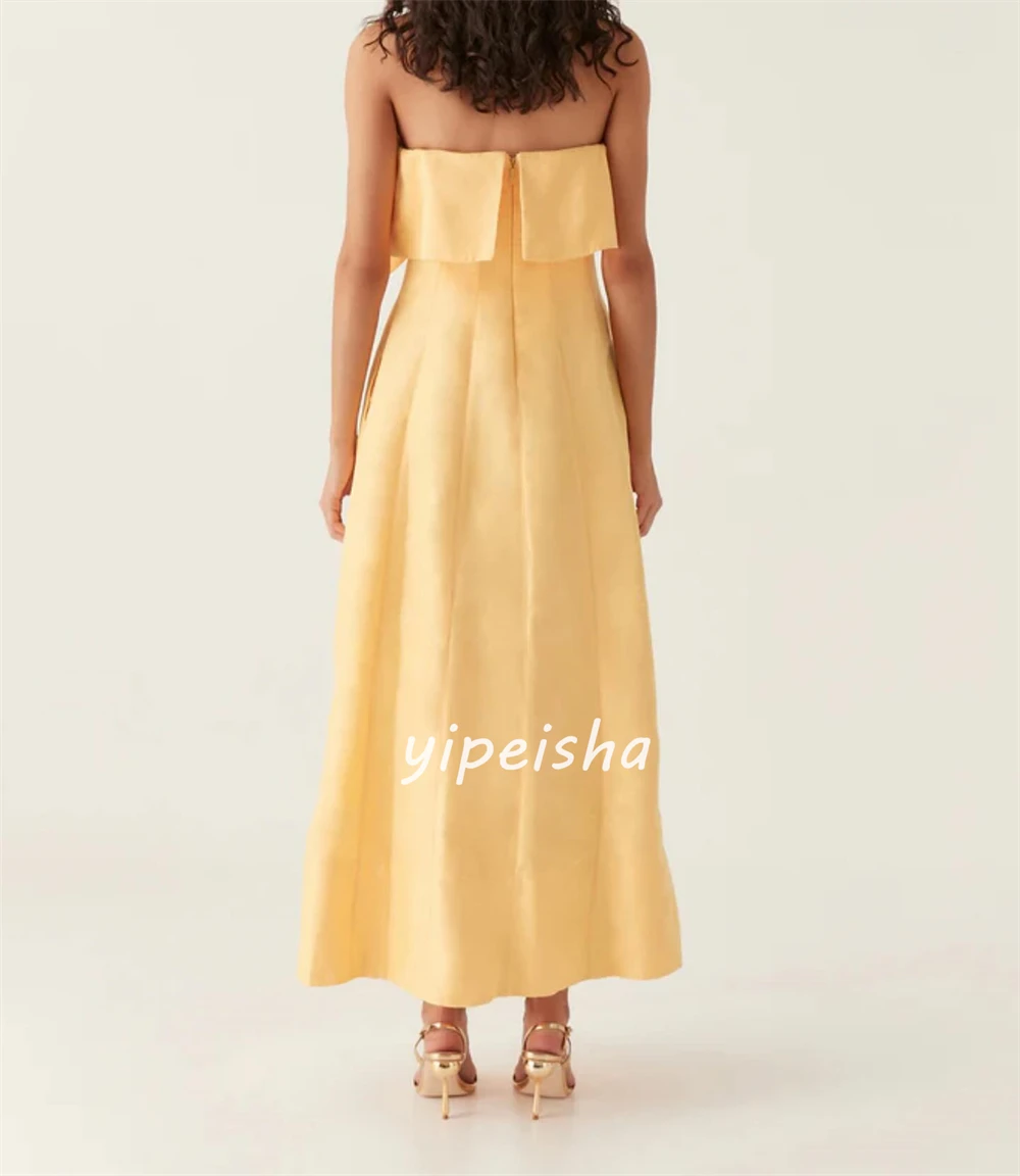 Jersey Ruched Birthday A-line Strapless Bespoke Occasion Gown Midi Dresses