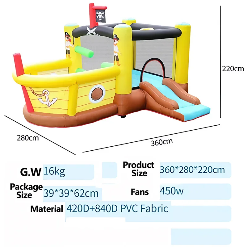 المنزل الجديد استخدام نطاط نفخ سفينة القراصنة الترامبولين المدمجة لعب الأطفال القلعة نفخ القلعة الشريحة