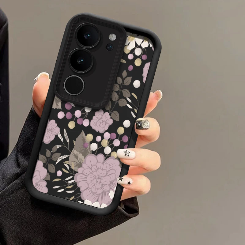 خمر زهرة طباعة جراب هاتف ل Vivo Y200 Y100 Y400 برو Y300 Y89 Y81I Y77T Y52 Y51A Y50 Y76S Y72 Y55 Y53S غطاء سيليكون #5