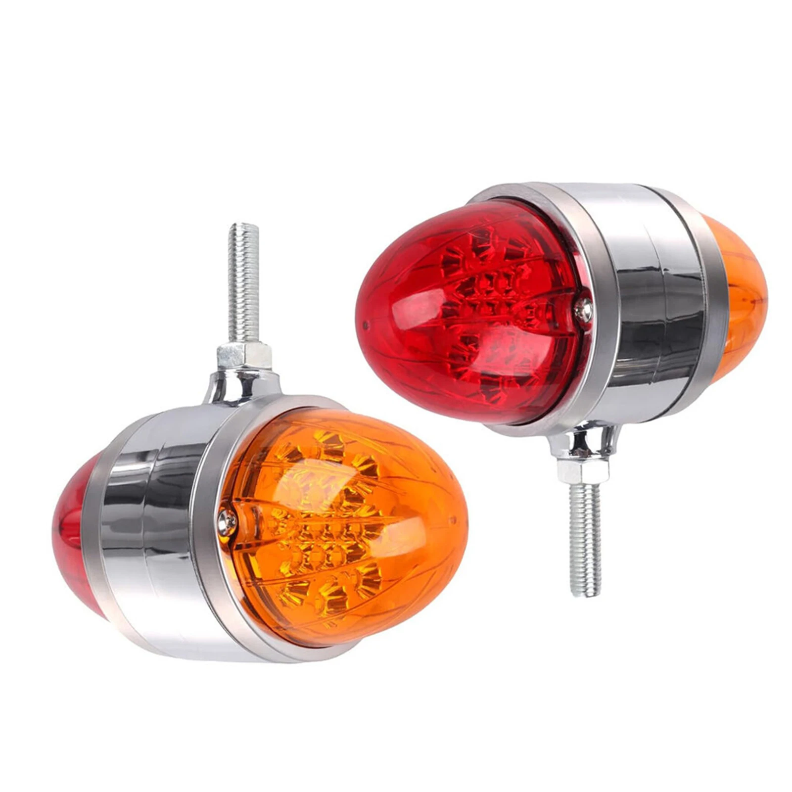 2x 2Pcs Amber/Red Double Face Watermelon Lights Trucks For Truck Trailers Marker Lights Truck Van