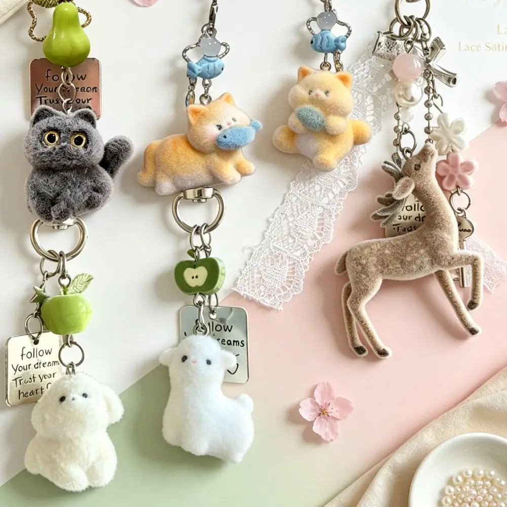 Y2K Deer Pendant Keychain Korean Style Handmade Little Deer Key Ring Cute Fashion Animals Pendant Key Chain Women