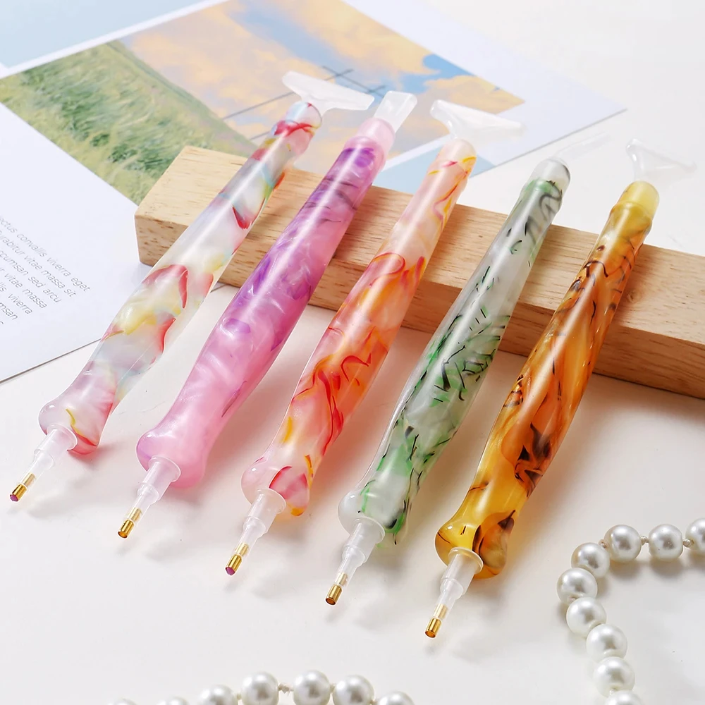 Dispaint Resin Retro Diamond Painting Pen， Eco-friendly Replacement Heads Multi Placers Point Drill Pens， Embroidery Nail Art To