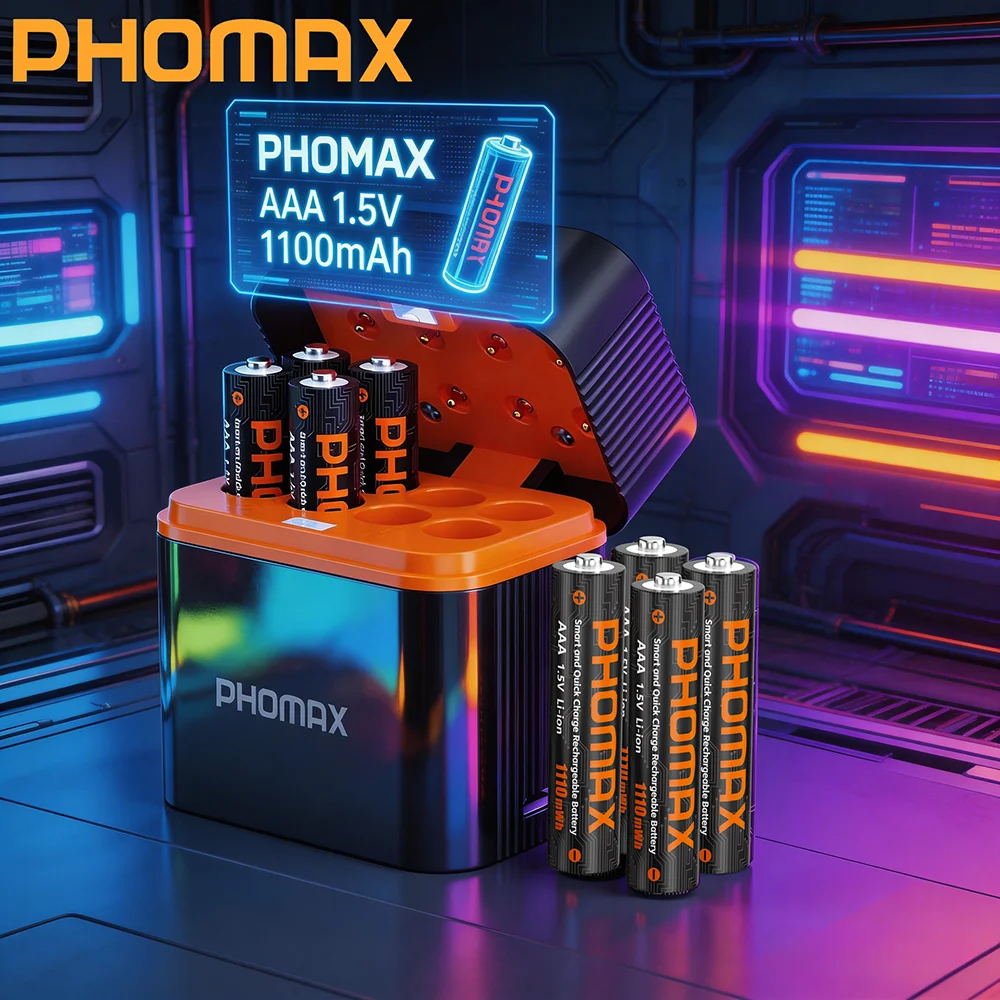 

PHOMAX AAA Lithium Battery 1.5V Rechargeable Batteries 1100mWh AAA Charger For Microphone Clock Radio Toy Game Digital Camera