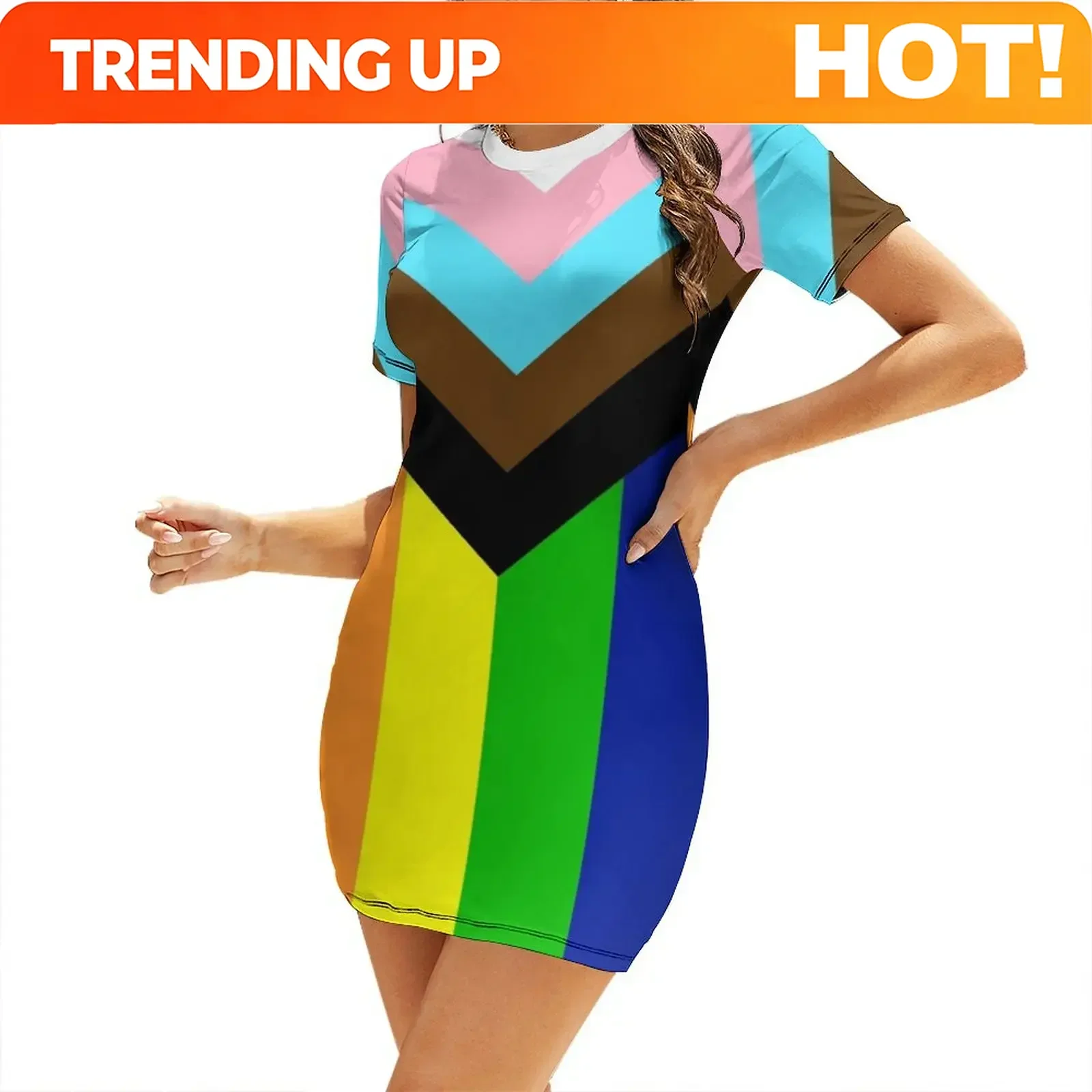 Customization Progressive Rainbow Flag Pride Short-Sleeved Dress dress for women dresses for women women long dresses Dress