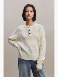 ZIQIAO Petite Size Waffle Chic Pullover Sweater for Women Autumn Winter New Design Elegant Style Soft Sweater Pullover 23ZQ94366