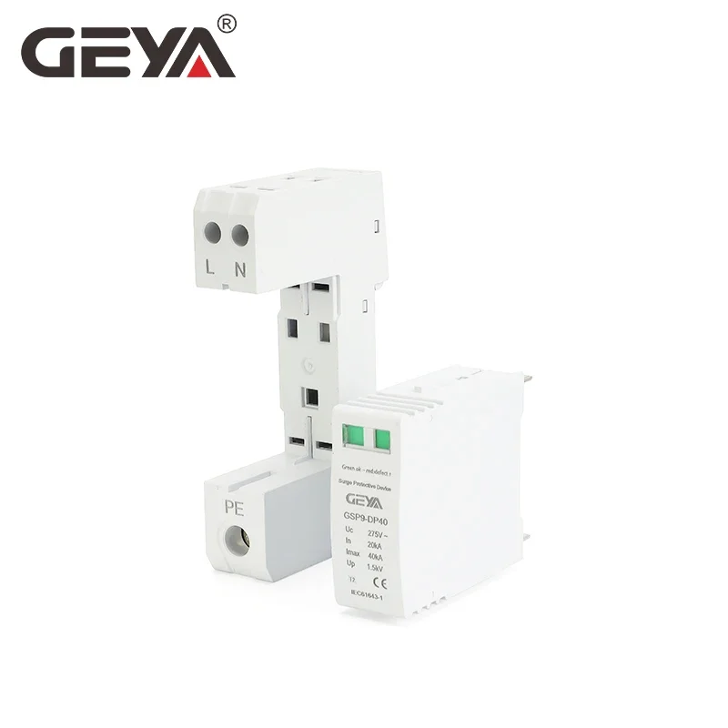 GEYA GSP9 1P+N 18mm SPD 20~40KA Surge Protector Lightning Protection Low-voltage Arrester Device AC275V SPD