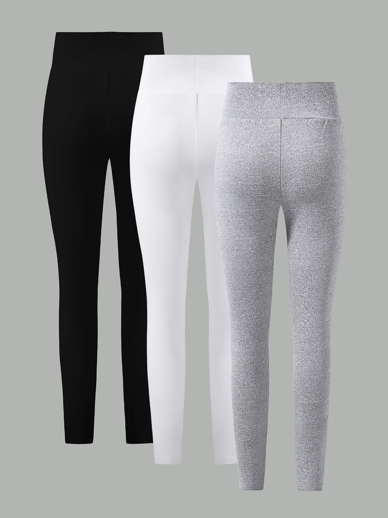 Spring and Autumn girls elastic knit base tight pants 3 pieces - black - white - grey