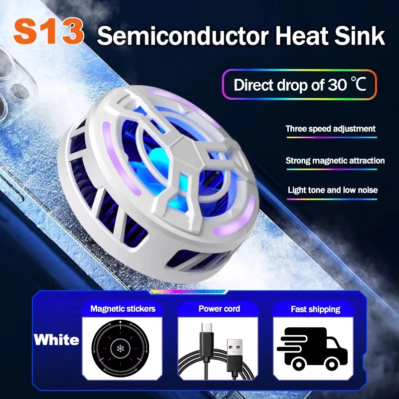 

Mobile Phone Semiconductor Cooling Fan Radiator 15W Magnetic Game Cooler 3 Gear Adjustable Cool Heat Sink For iPhone Android