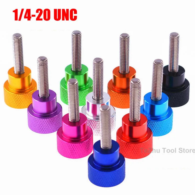 

1PCS 1/4-20 UNC Knurled Aluminum Thumb Screw Aluminum Alloy Head Stainless Steel Thread Thumb Screws Anodized 10 Colors